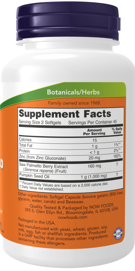 Saw Palmetto Extract 80mg + Pumpkin Seed Oil & Zinc