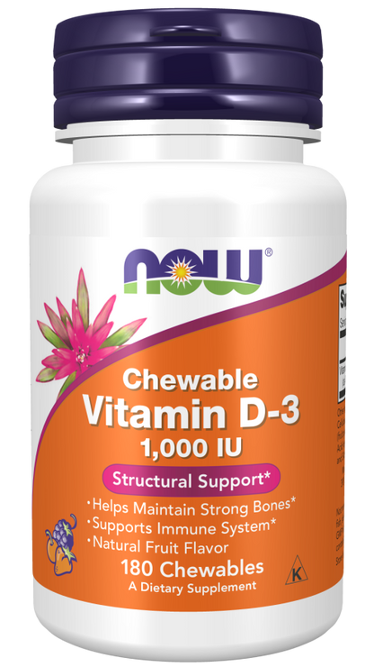 Vitamin D-3, Natural Fruit Flavor, 1,000 IU