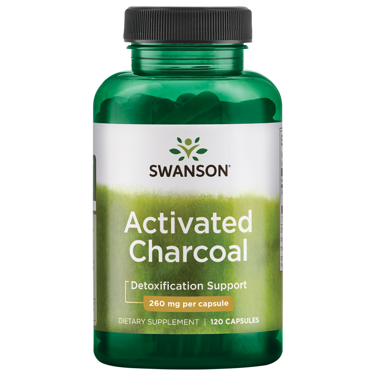 Activated Charcoal 260mg 120 Caps | Swanson Premium Charcoal Capsules