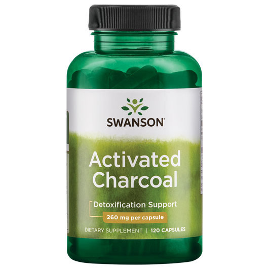 Activated Charcoal 260mg 120 Caps | Swanson Premium Charcoal Capsules