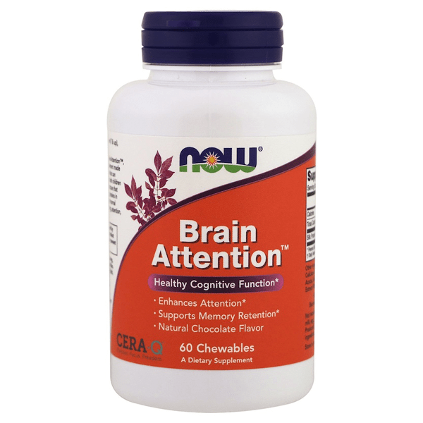 NOW Brain Attention, Natural Chocolate Flavor | Healthy Cognitive Function